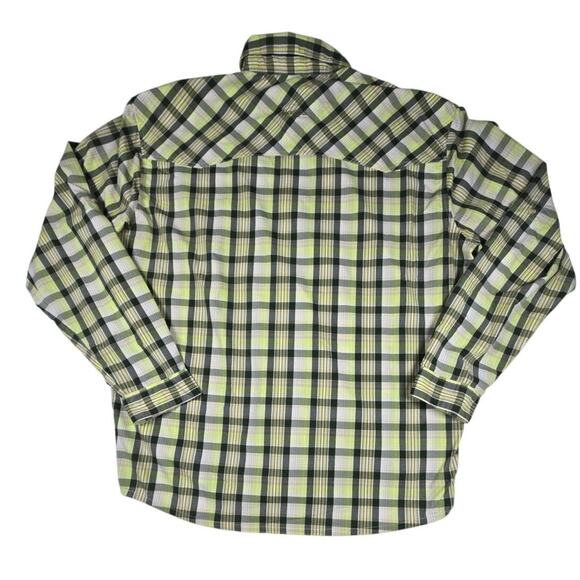 Patagonia Mens XL Vented Long Sleeve Nylon Polyester Green Plaid - Picture 2 of 8